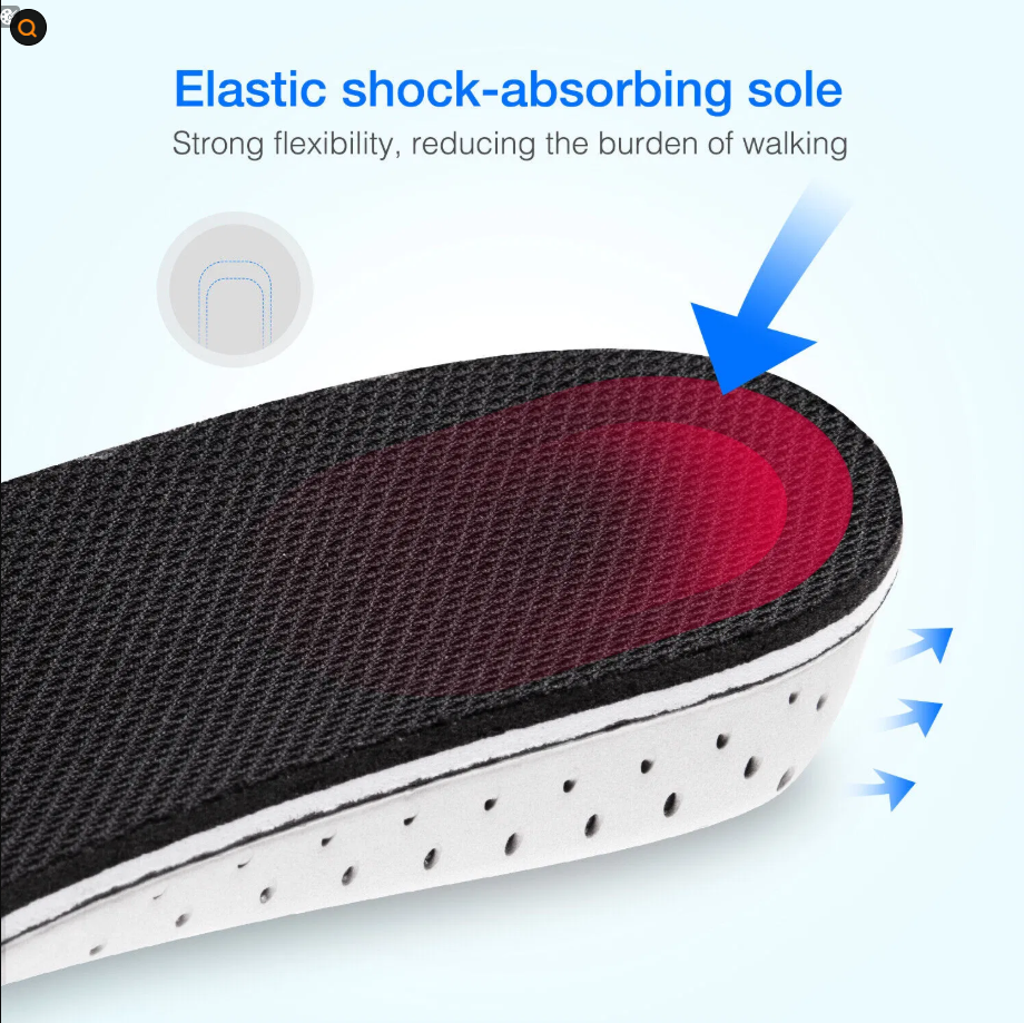 Torren Lift height insole diagram showing the elastic shock-absorbing heel layer