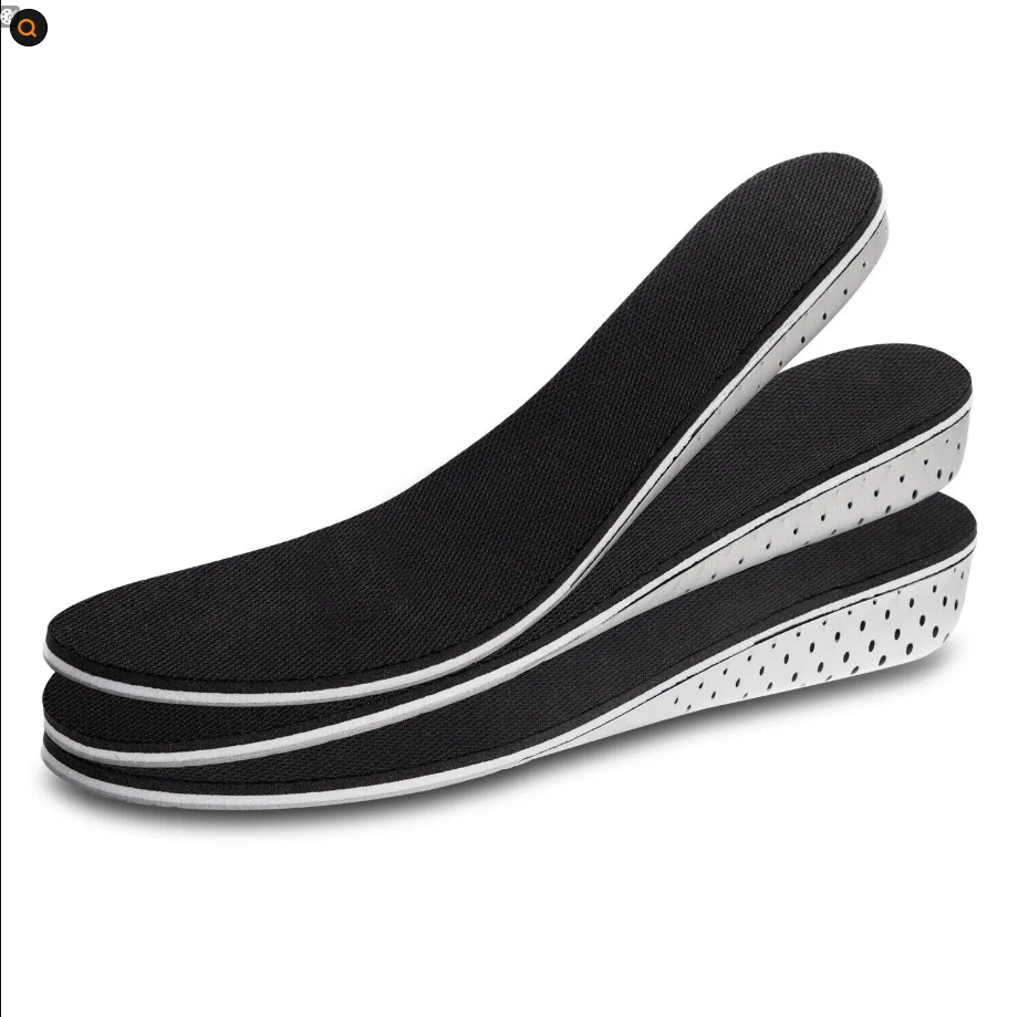 Torren Lift adjustable height insoles for men, three stacked black EVA layers of 2.3, 3.3 and 4.3 cm heel lift